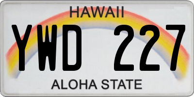HI license plate YWD227