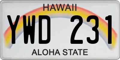 HI license plate YWD231