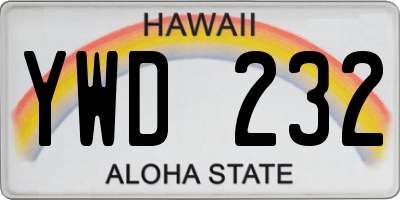 HI license plate YWD232