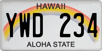 HI license plate YWD234
