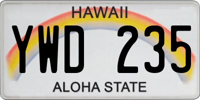 HI license plate YWD235