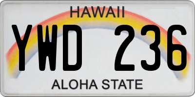 HI license plate YWD236