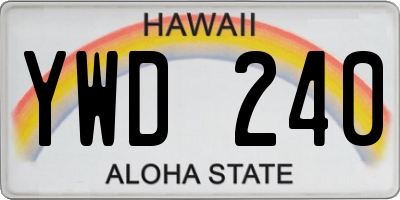 HI license plate YWD240
