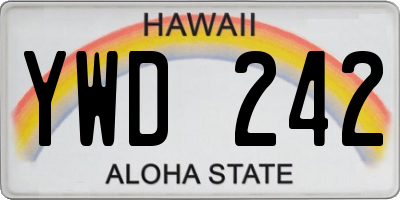 HI license plate YWD242