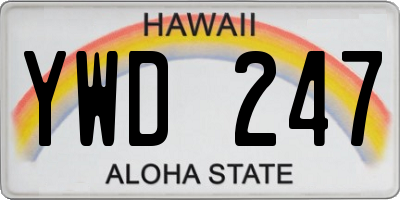 HI license plate YWD247