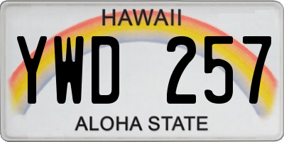 HI license plate YWD257