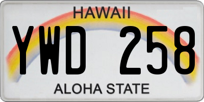 HI license plate YWD258