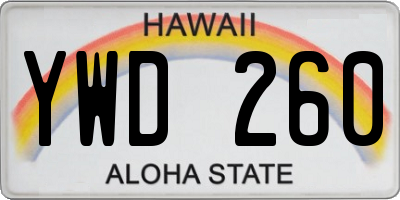 HI license plate YWD260