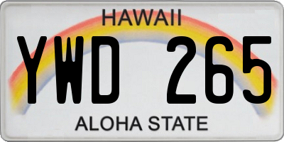 HI license plate YWD265