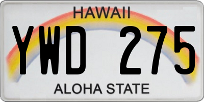 HI license plate YWD275