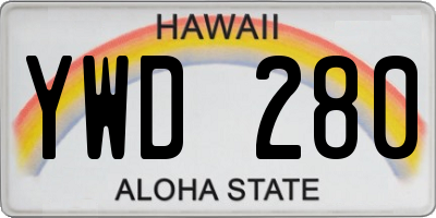 HI license plate YWD280