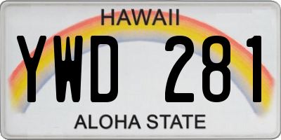 HI license plate YWD281
