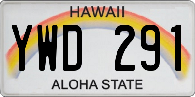 HI license plate YWD291