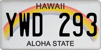 HI license plate YWD293
