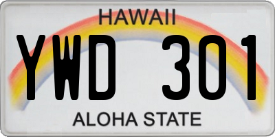 HI license plate YWD301