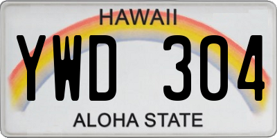 HI license plate YWD304