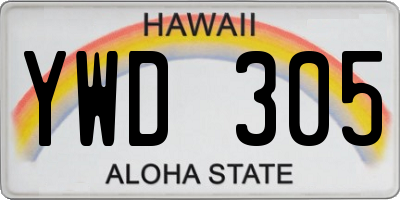 HI license plate YWD305