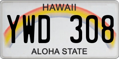 HI license plate YWD308