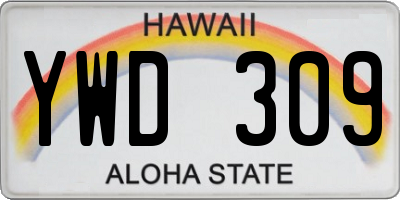 HI license plate YWD309