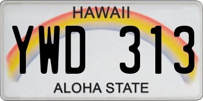 HI license plate YWD313