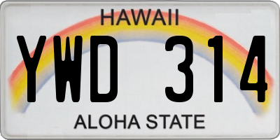 HI license plate YWD314