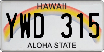 HI license plate YWD315