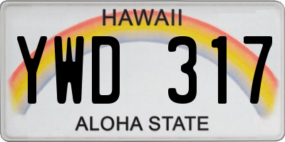 HI license plate YWD317