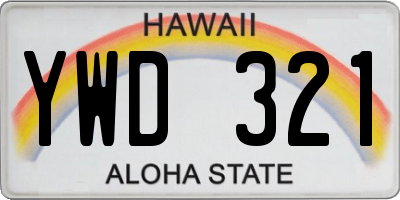 HI license plate YWD321