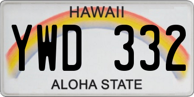 HI license plate YWD332