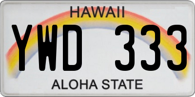 HI license plate YWD333