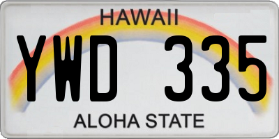 HI license plate YWD335