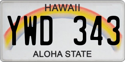 HI license plate YWD343
