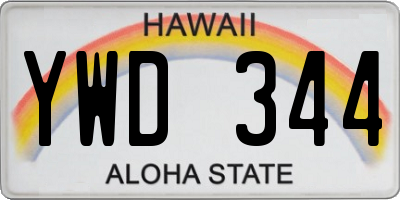HI license plate YWD344