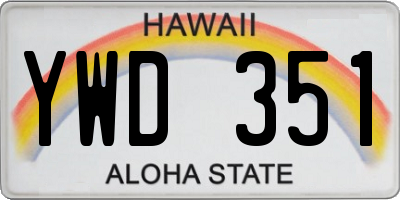 HI license plate YWD351
