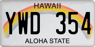 HI license plate YWD354