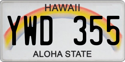 HI license plate YWD355