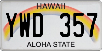 HI license plate YWD357