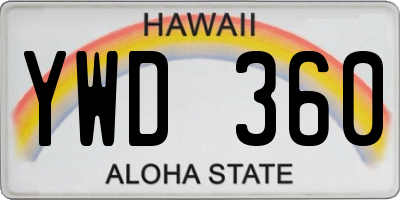 HI license plate YWD360