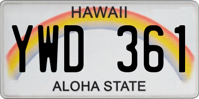 HI license plate YWD361