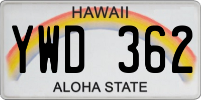 HI license plate YWD362