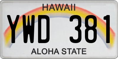 HI license plate YWD381