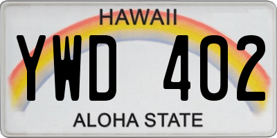 HI license plate YWD402