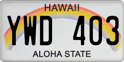 HI license plate YWD403