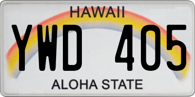 HI license plate YWD405
