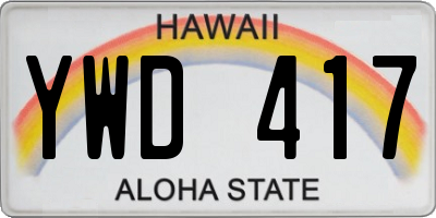HI license plate YWD417