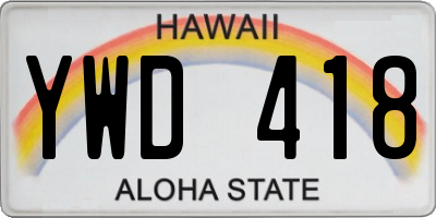 HI license plate YWD418