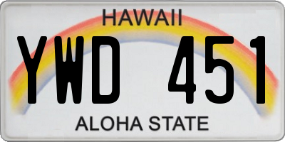 HI license plate YWD451