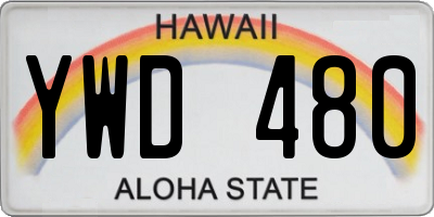 HI license plate YWD480