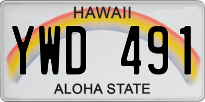HI license plate YWD491