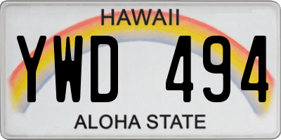 HI license plate YWD494